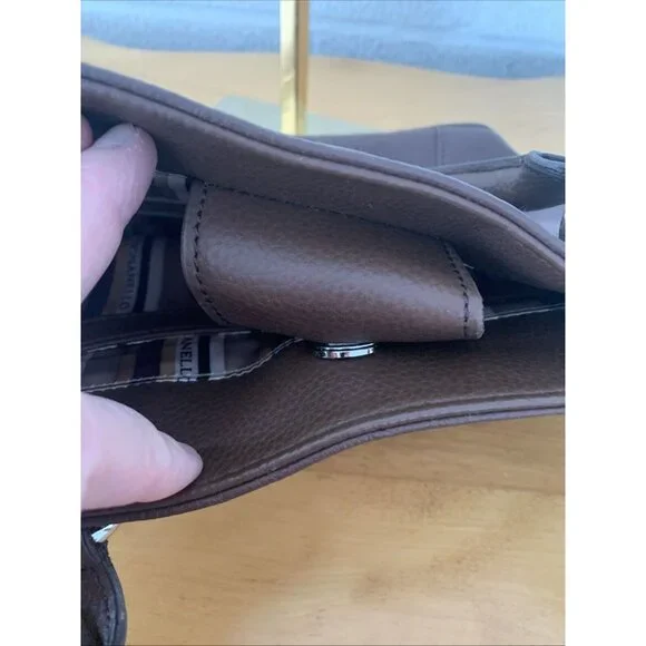 TIGNANELLO Brown Genuine Leather Double Handle Medium Size Bag Purse Lined EUC - Picture 7 of 14